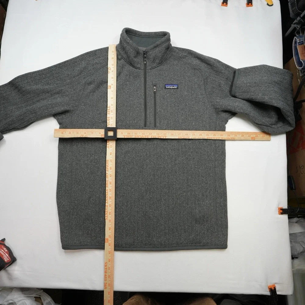 Patagonia Better Sweater rib knit 1/4 zip Gray Fleece Mens Sz Large Embroidered‎